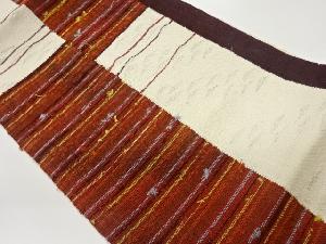 手織り真綿紬変わり横縞模様織出し名古屋帯